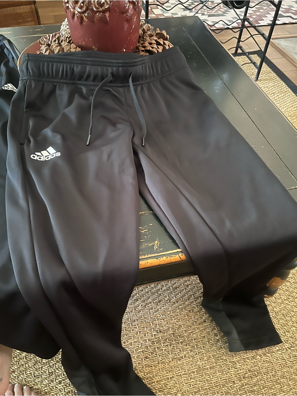 adidas Black Kids Athletic Joggers with Logo